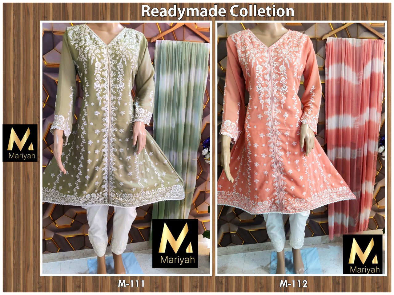 Mariyah 111 And 112 Pure Georgette With Embroidery Wholesale Top With Bottom Collection